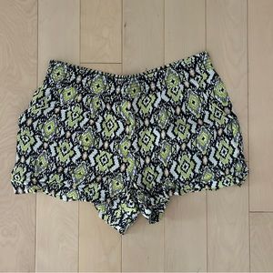 Green and Black Patterned Shorts